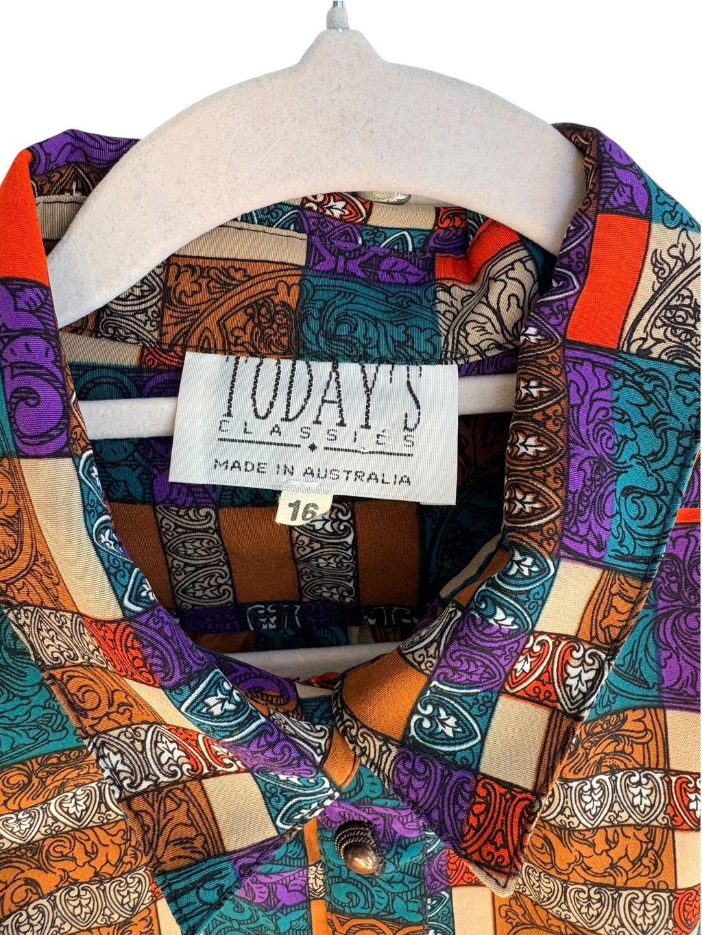 Today's Classics Vintage Geometric Print Blouse Multicolour Size 16 - Image 4