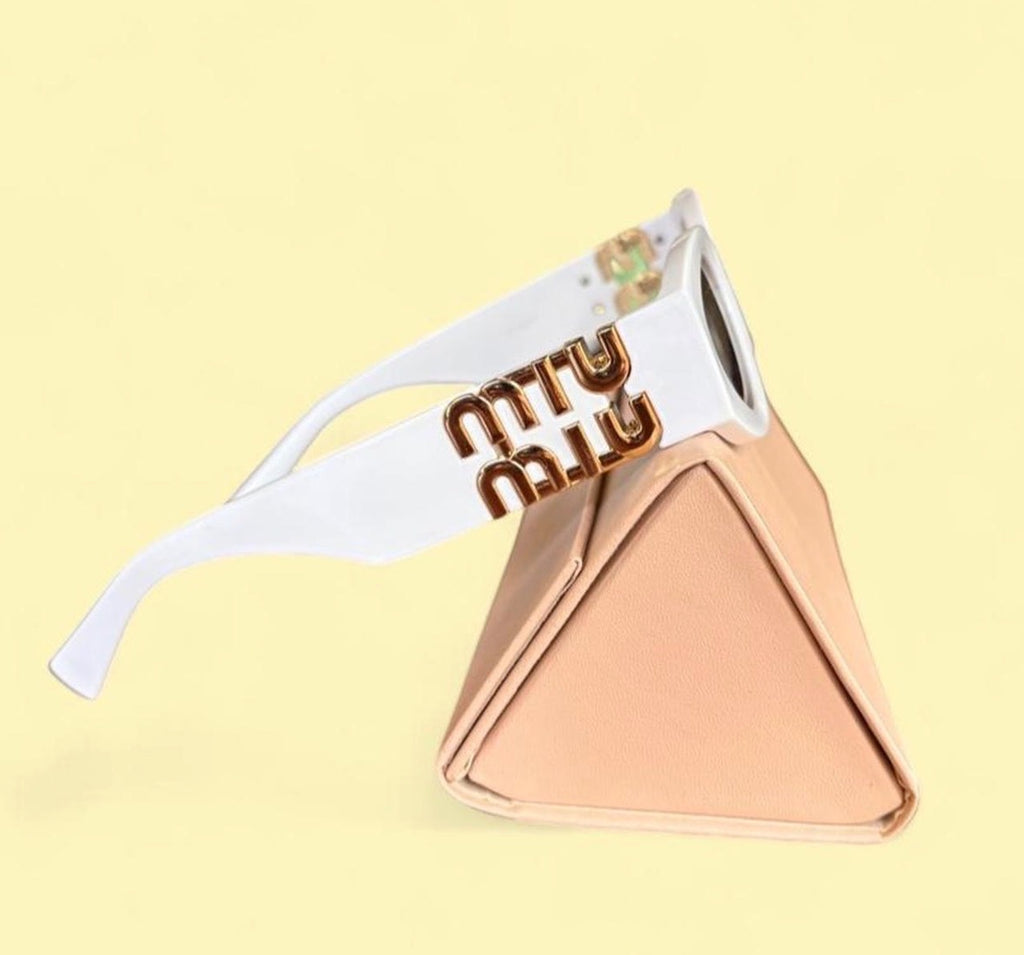 MIUMIU MU 04YS Sunglasses White with Gold Logo - Image 4