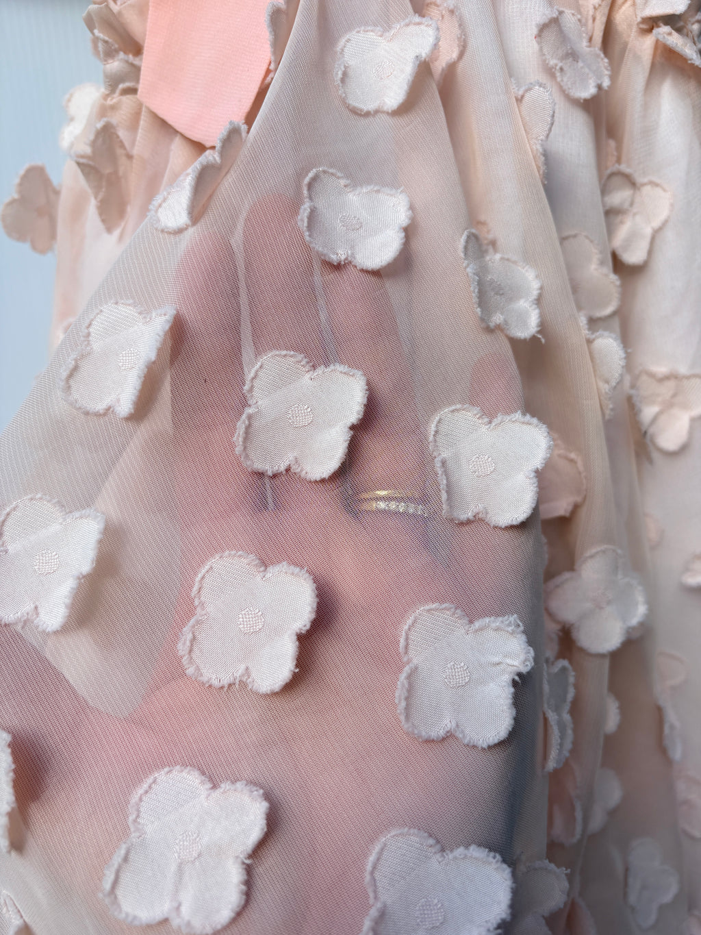 Chloé and Amélie Peach Floral Applique Tie-Strap Dress Size 2 - Image 5