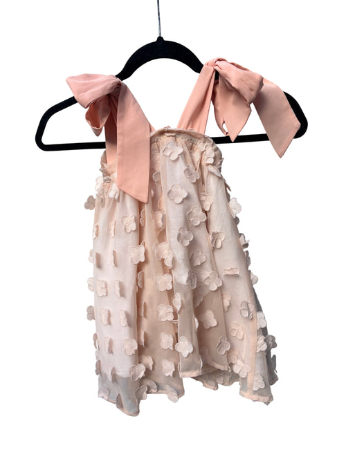 Chloé and Amélie Peach Floral Applique Tie-Strap Dress Size 2 - Image 2