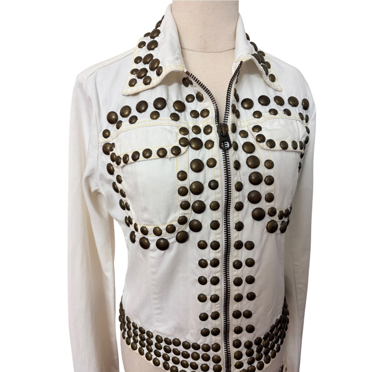Nolita Denim Jacket - Studded Rocker Style Made In Italy Inspired by 1970's Brand Roncelli - Image 2