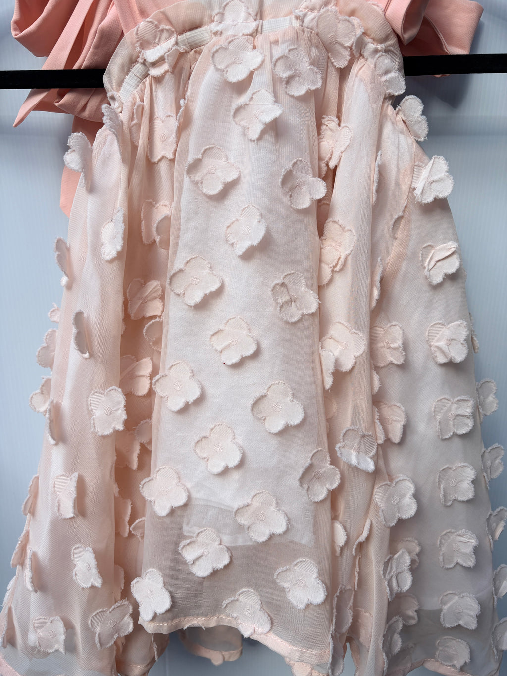 Chloé and Amélie Peach Floral Applique Tie-Strap Dress Size 2 - Image 7