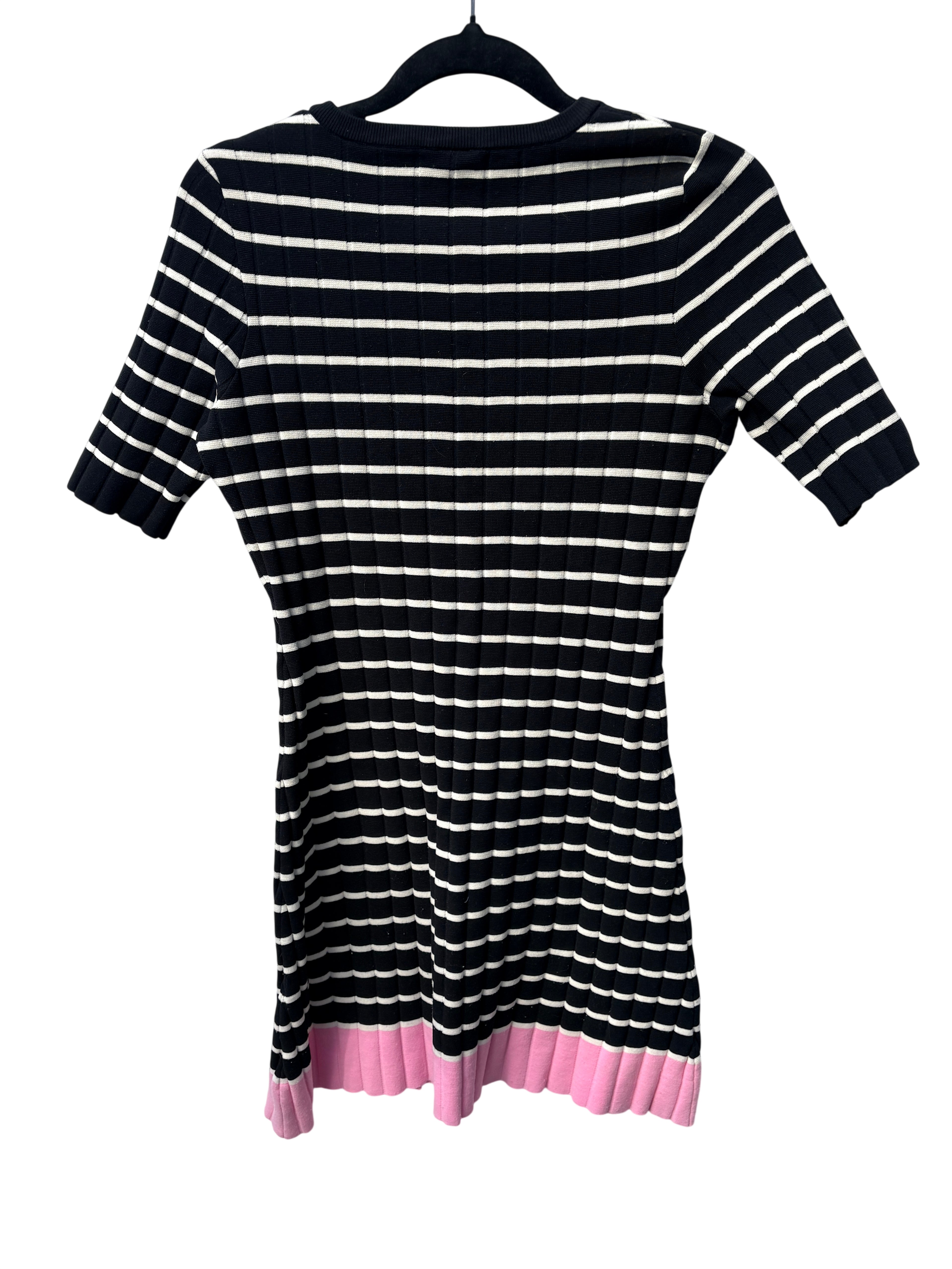 Seed Heritage Ribbed Knit Dress Black White Pink Hem Size 12 - Image 2
