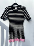Seed Heritage Ribbed Knit Dress Black White Pink Hem Size 12 - Image 1