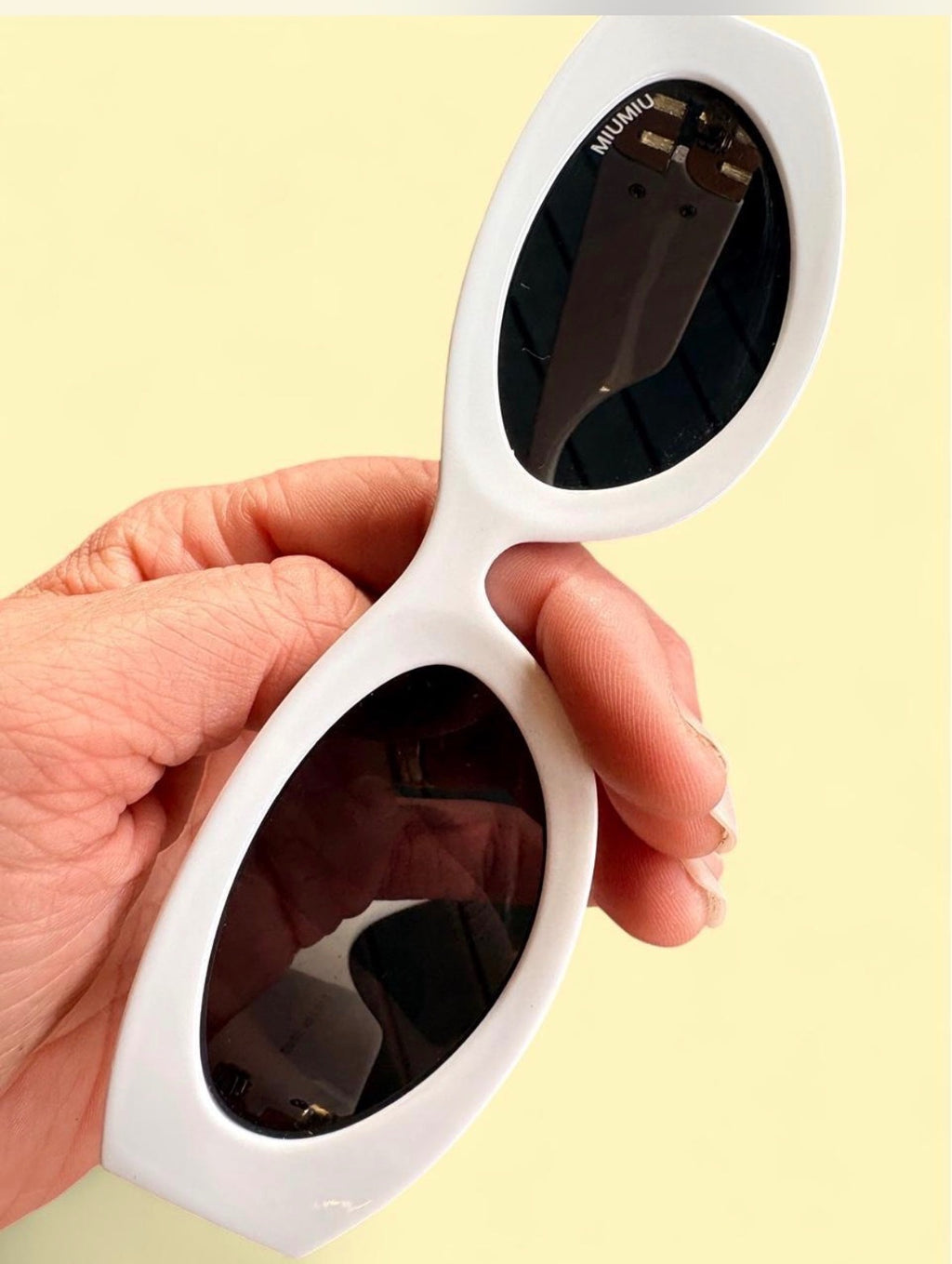MIUMIU MU 04YS Sunglasses White with Gold Logo - Image 5