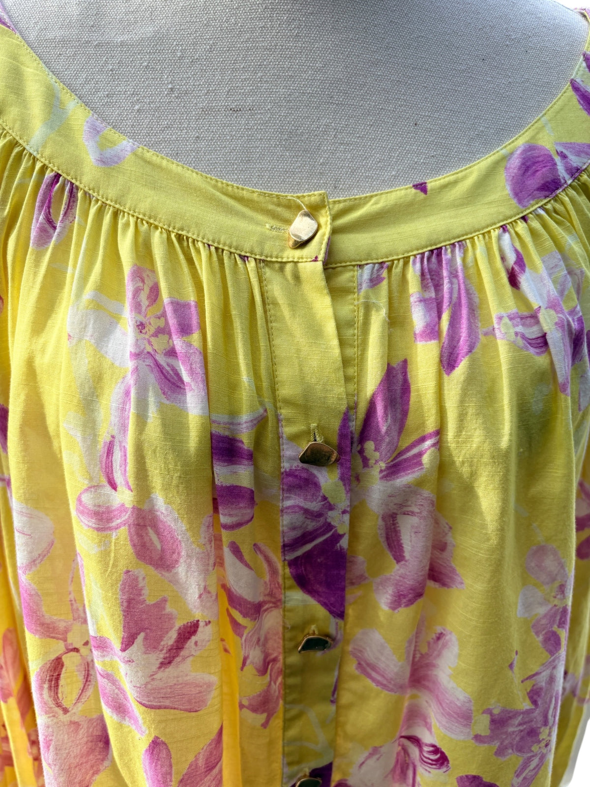 Aje. Floral Button-Down Tunic Yellow and Pink OS - Image 5