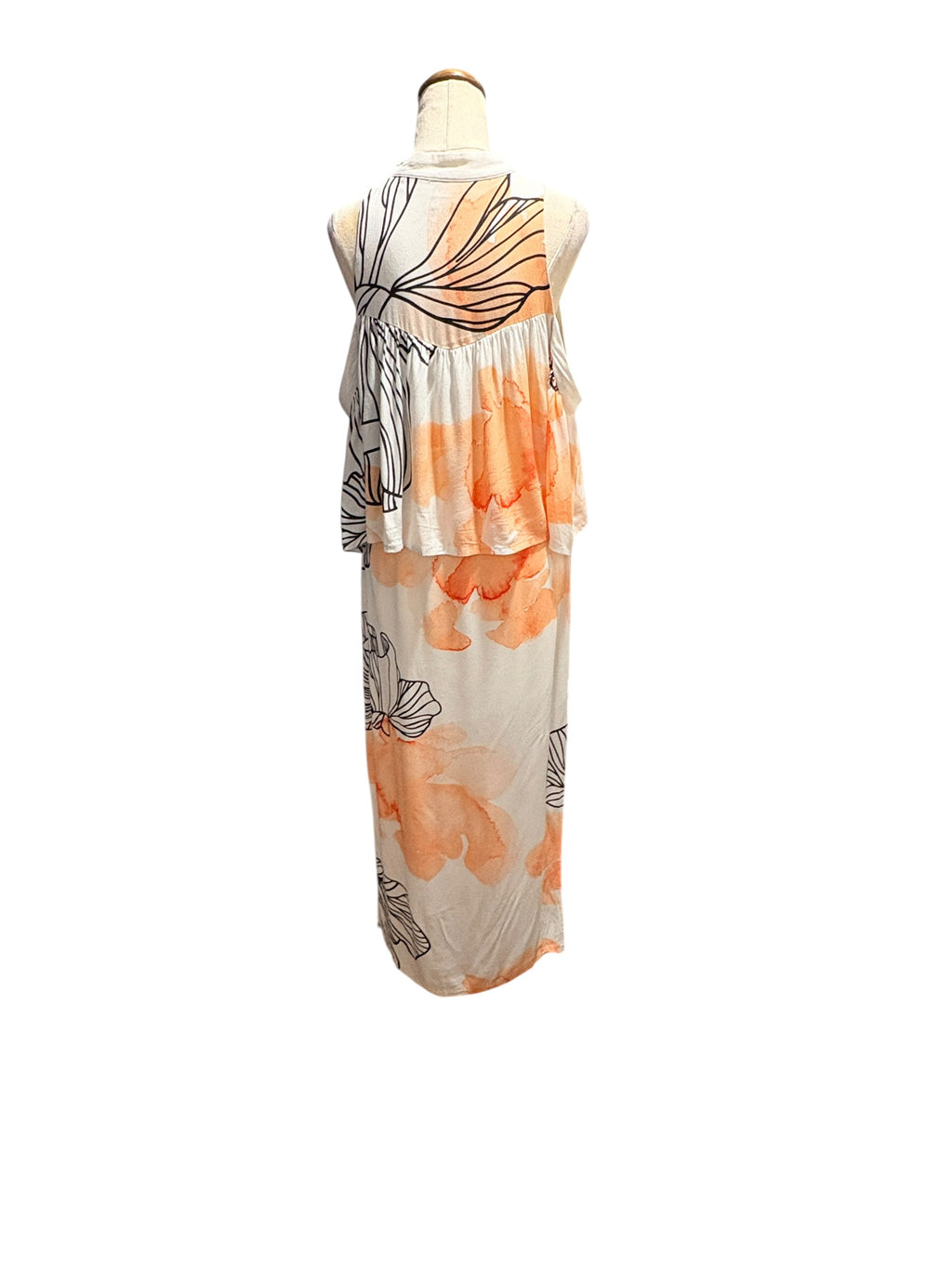 Eliatt Floral Cold Shoulder Maxi Dress Orange White Size XS - Image 5