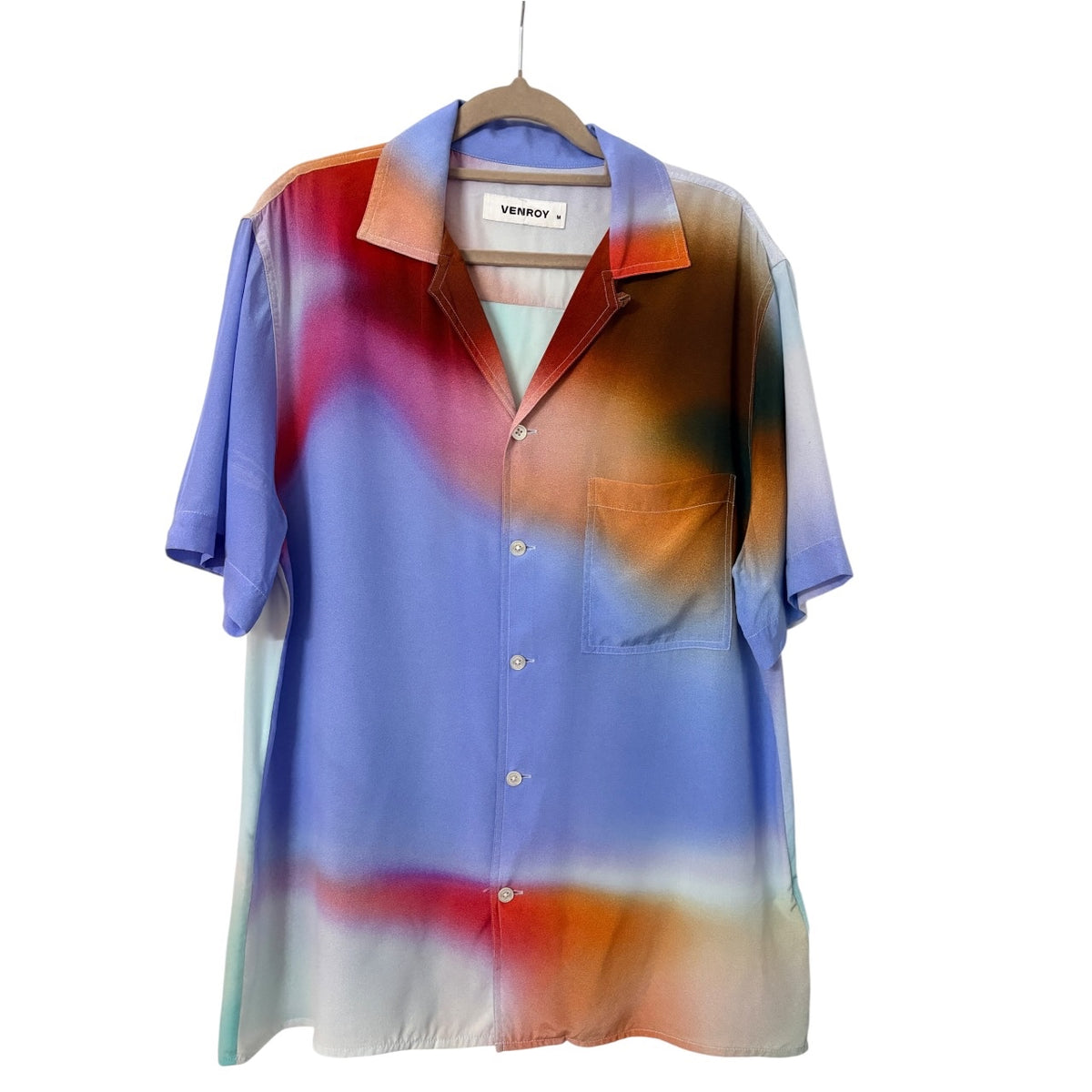Venroy Printed Camp Collar Shirt 100% Silk Multicolor Size M - Image 2