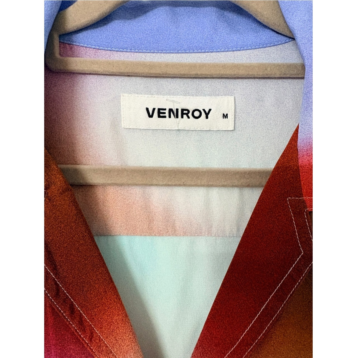 Venroy Printed Camp Collar Shirt 100% Silk Multicolor Size M - Image 3