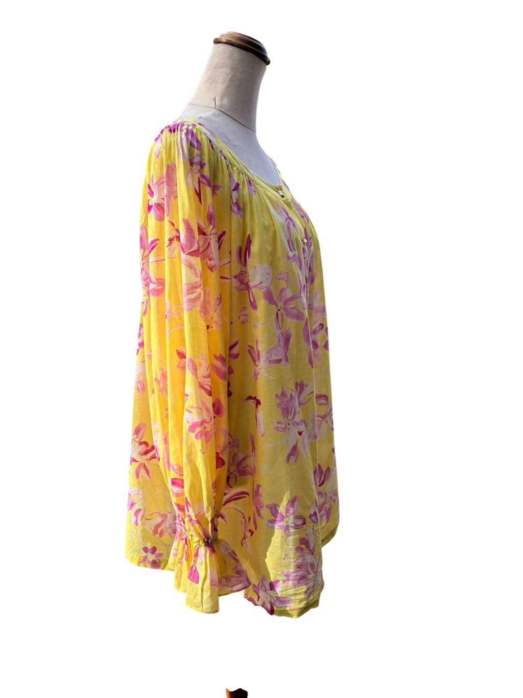 Aje. Floral Button-Down Tunic Yellow and Pink OS - Image 6
