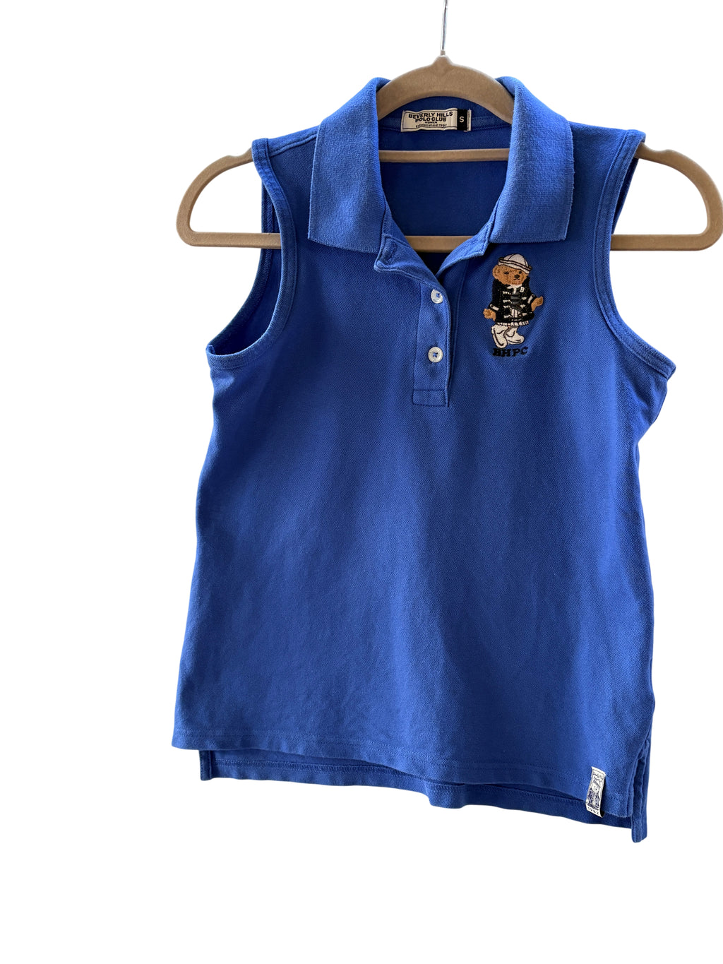Beverly Hills Polo Club Sleeveless Polo Shirt Blue Bear Embroidery Women's S - Image 1