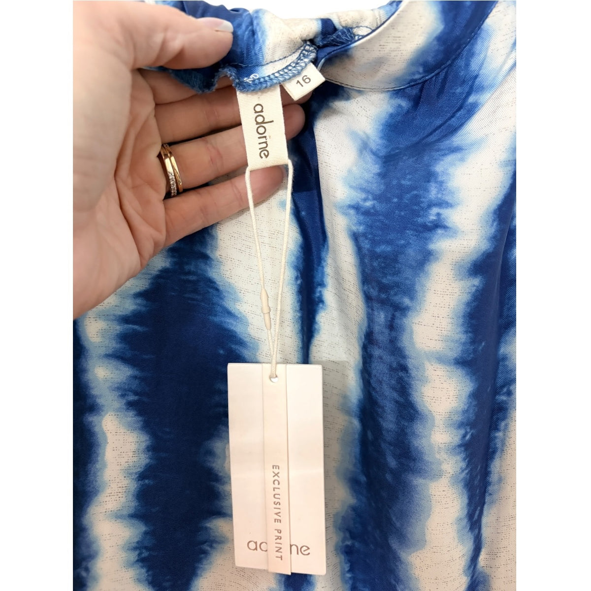 Adorne One-Shoulder Tie-Dye Dress Blue White Size 16 - Image 7
