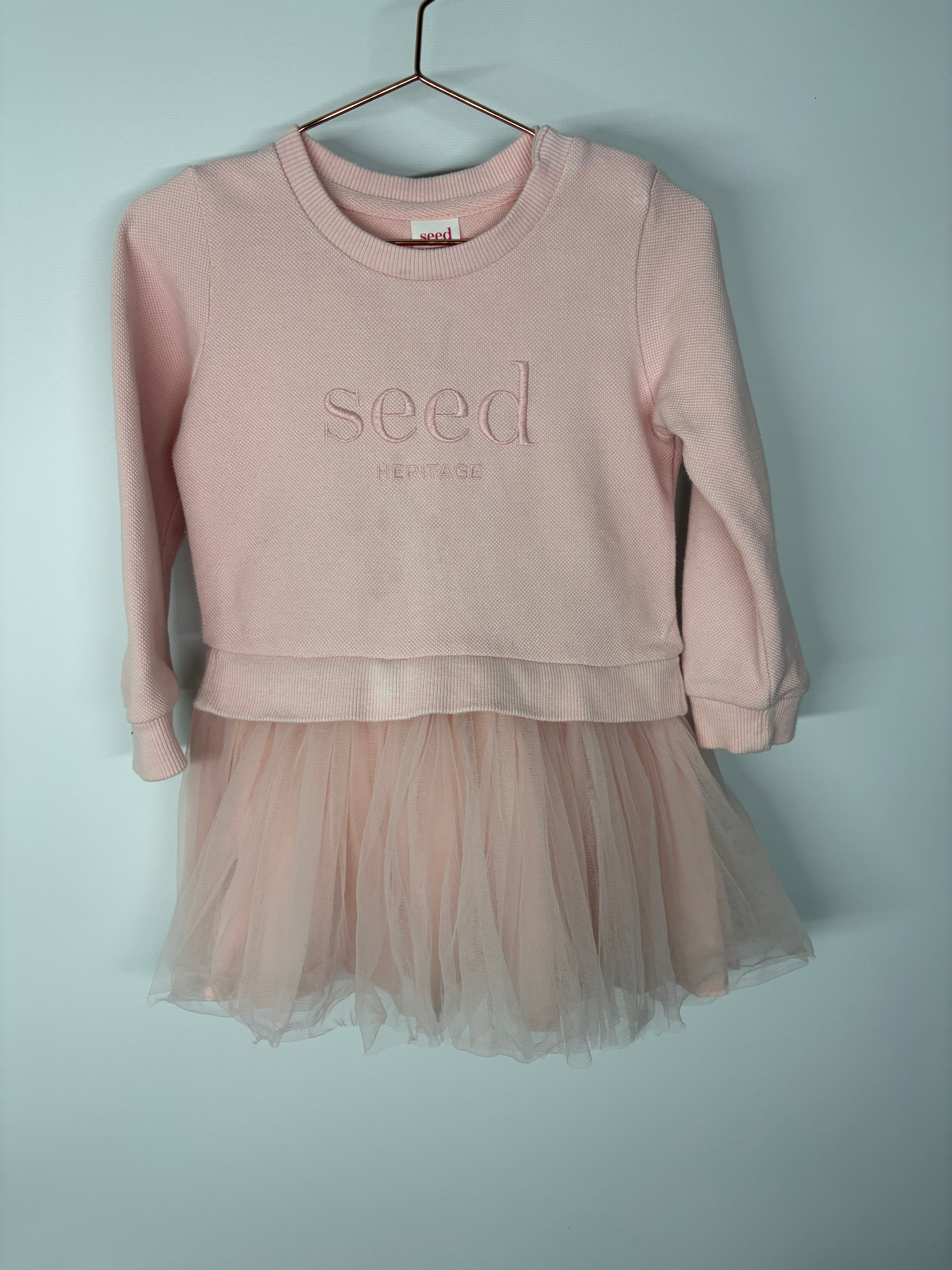 Seed Heritage Sweatshirt Tulle Dress Pink Size 2 - Image 3