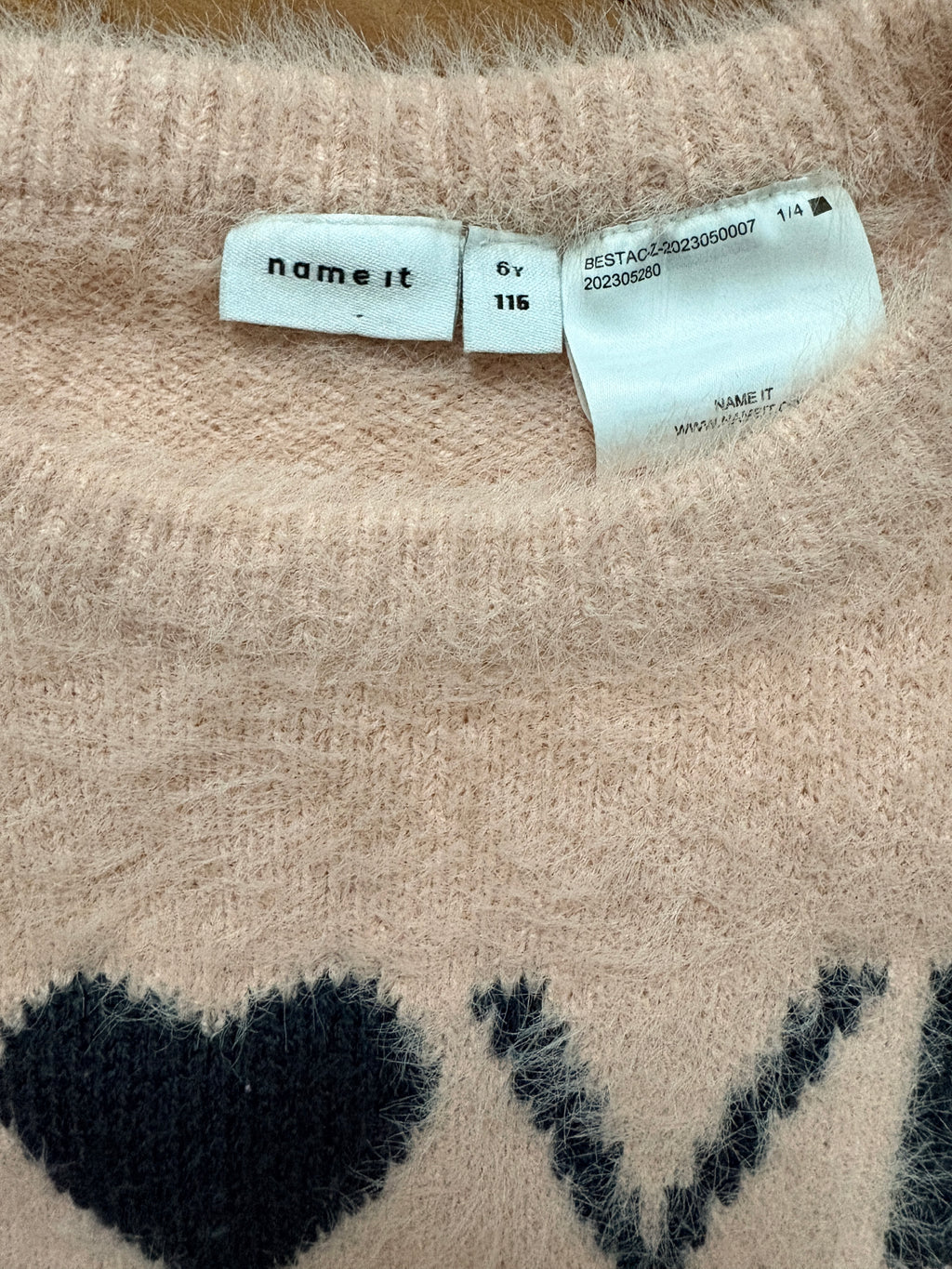 Name It Girls Fuzzy Knit Love Sweater Pink Size 6y - Image 3