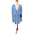 Retrofête Sequin Wrap Mini Dress Blue Long Sleeve - Image 1