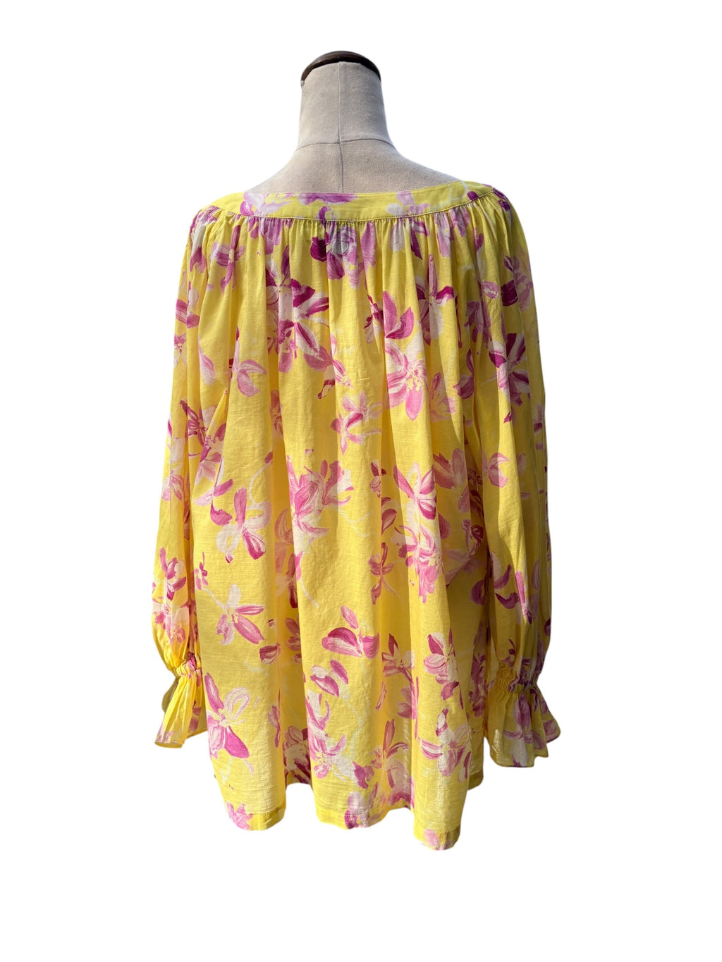 Aje. Floral Button-Down Tunic Yellow and Pink OS - Image 8