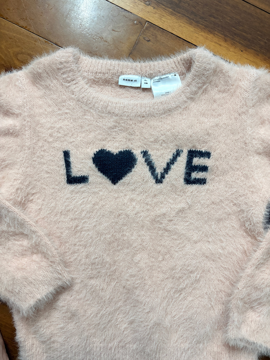 Name It Girls Fuzzy Knit Love Sweater Pink Size 6y - Image 4