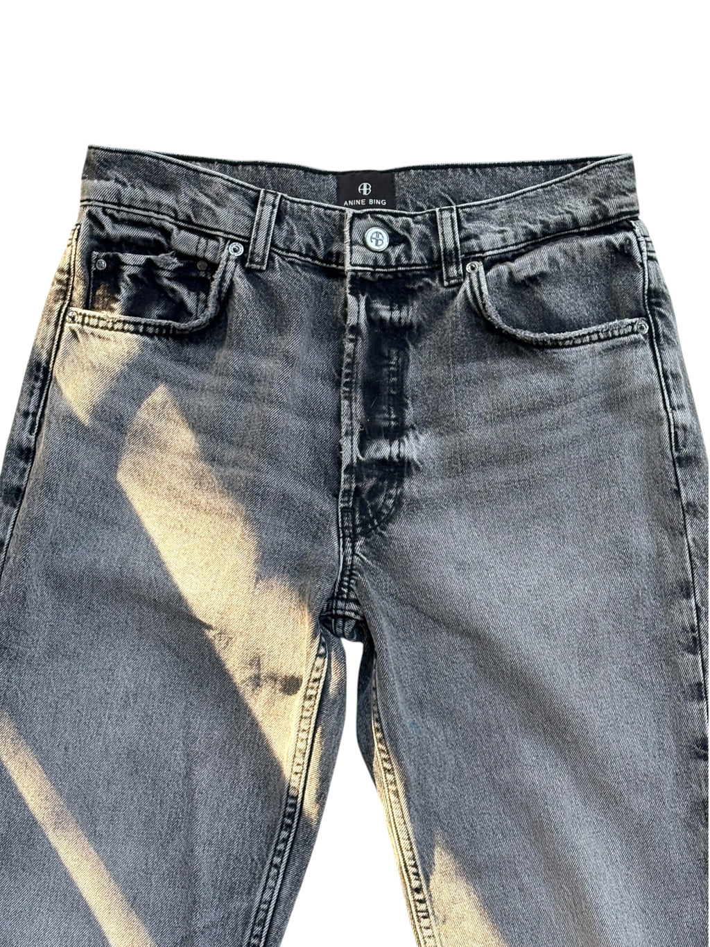 ANINE BING Tyler Jeans Washed Black Straight Leg Denim Size 28 - Image 2