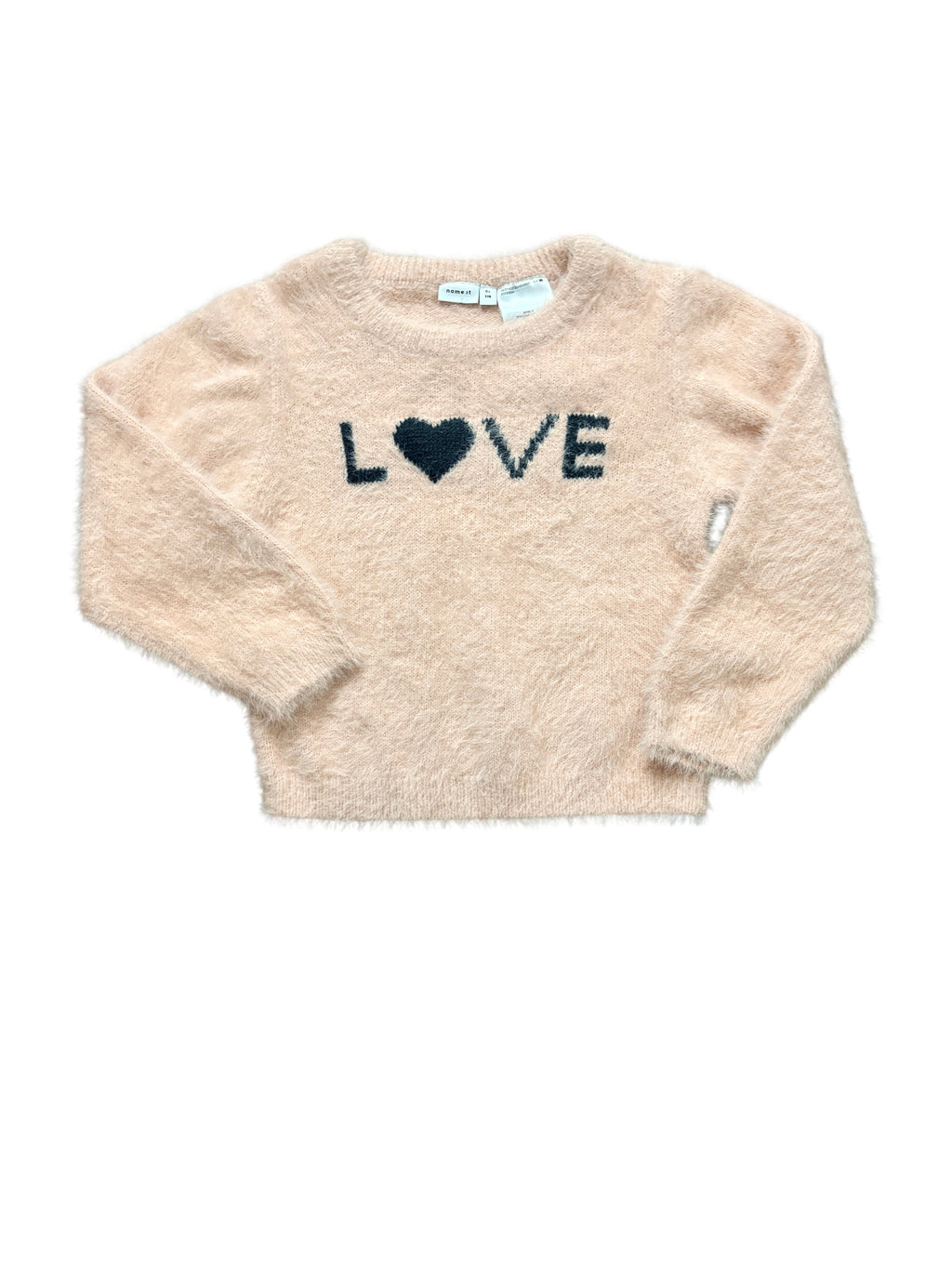 Name It Girls Fuzzy Knit Love Sweater Pink Size 6y - Image 1