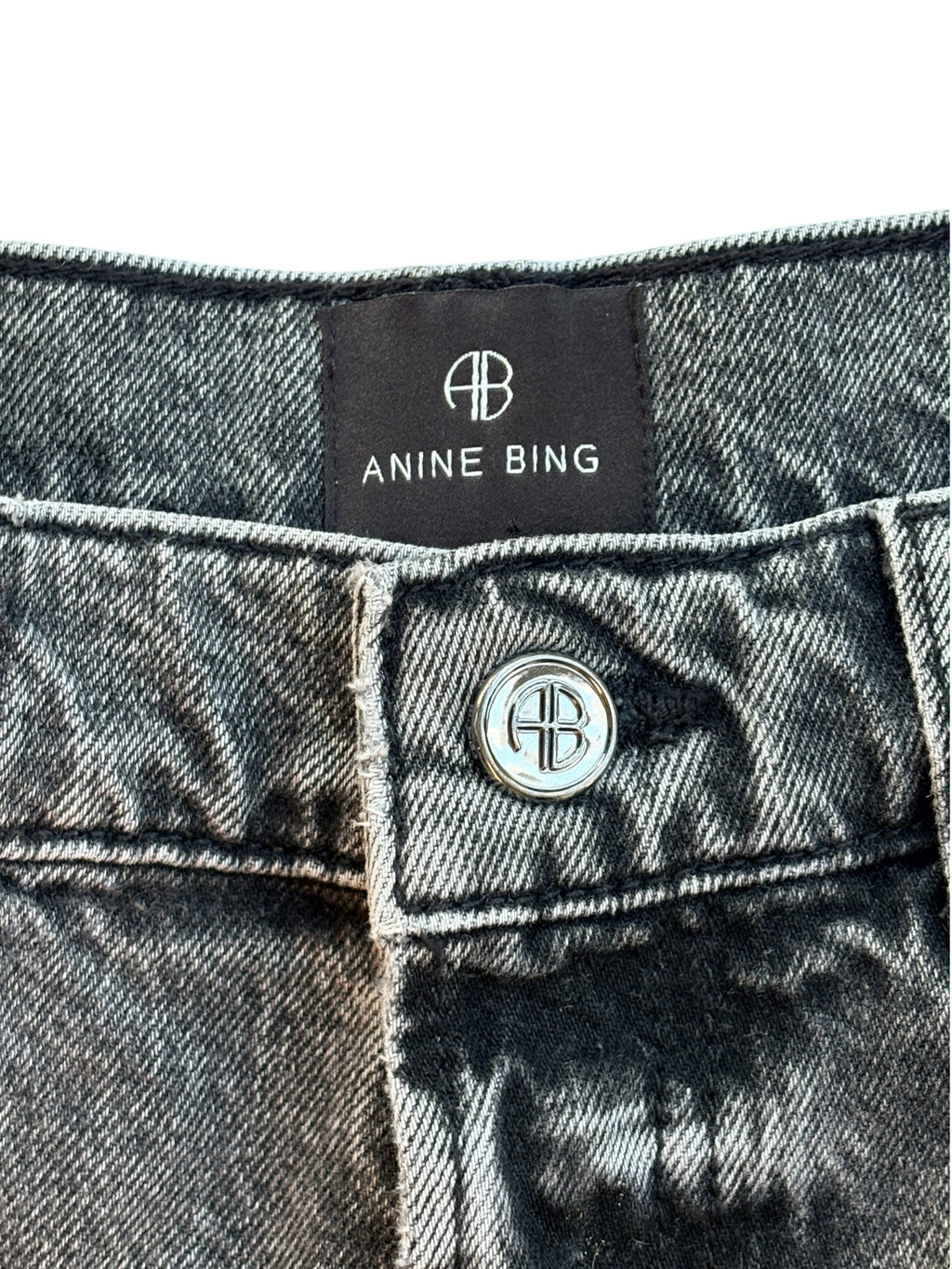 ANINE BING Tyler Jeans Washed Black Straight Leg Denim Size 28 - Image 3