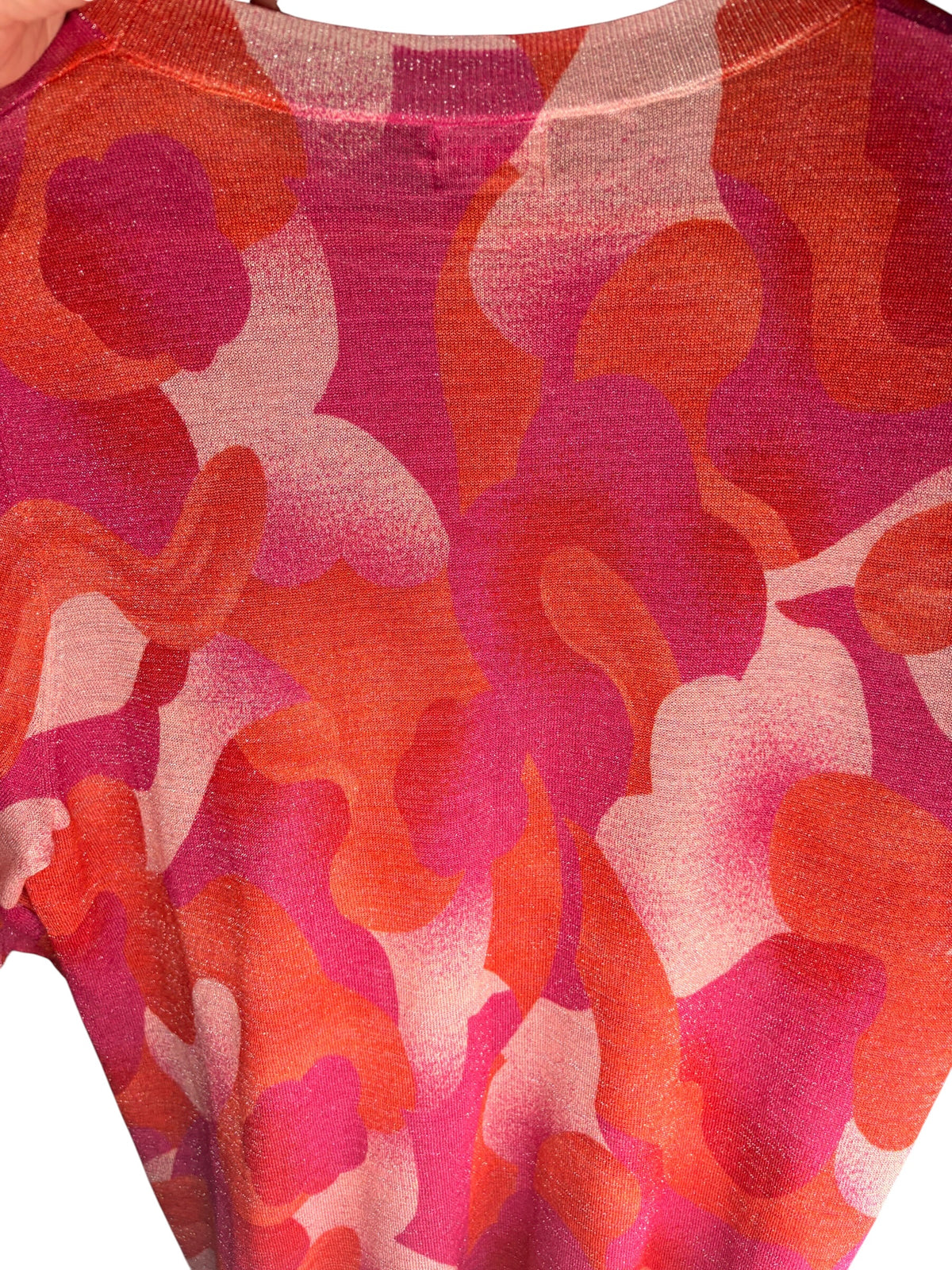Gorman Abstract Print Knit Top Pink and Red Size 12 - Image 3