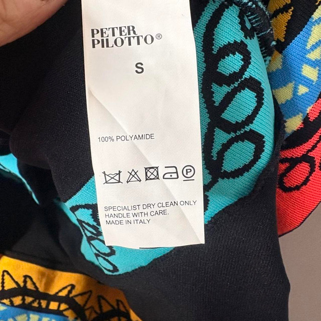 Peter Pilotto Black Dress With Colorful Geometric And Wavy Trim Patterns - Image 5