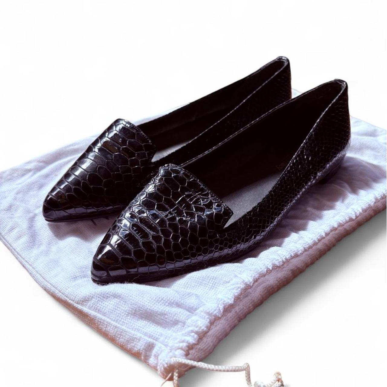 Stuart Weitzman For Russell And Bromley Black Croc-Embossed Leather Loafers - Image 2