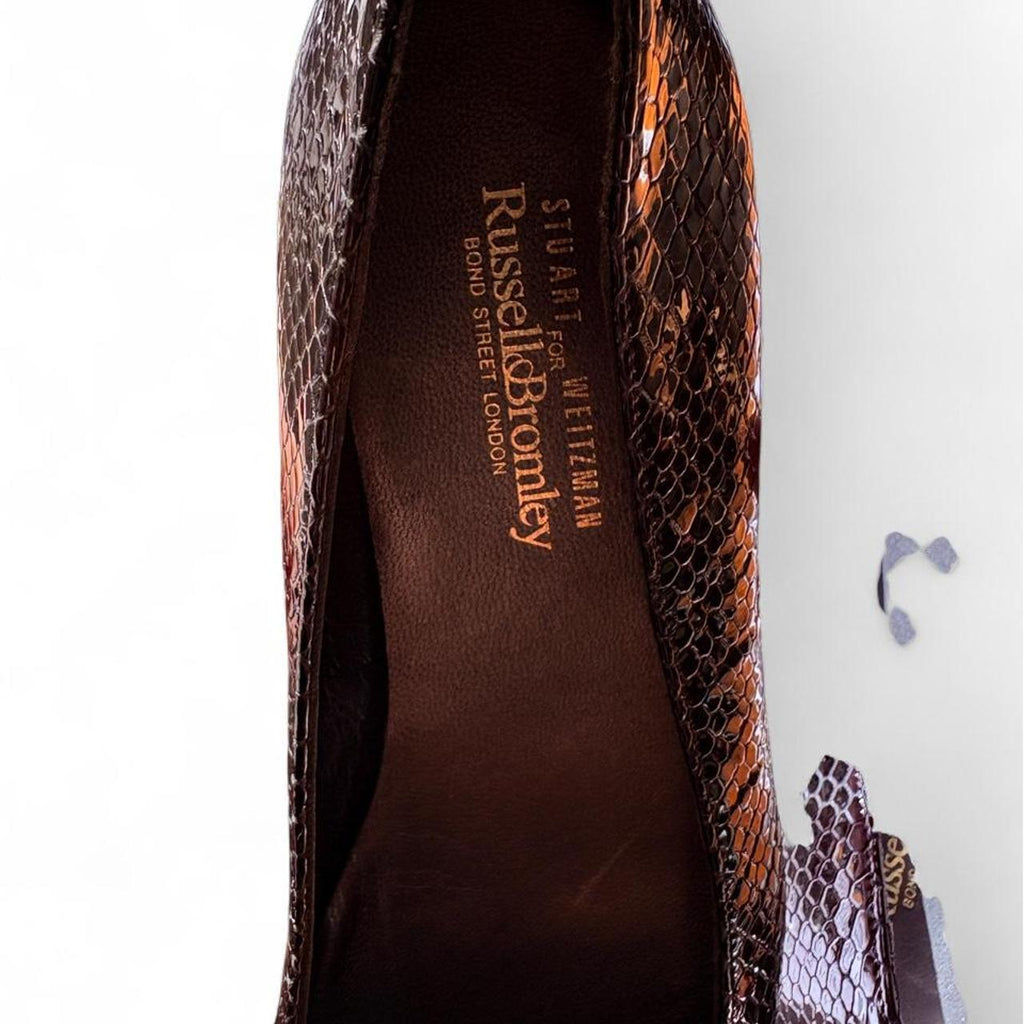 Stuart Weitzman For Russell And Bromley Black Croc-Embossed Leather Loafers - Image 4