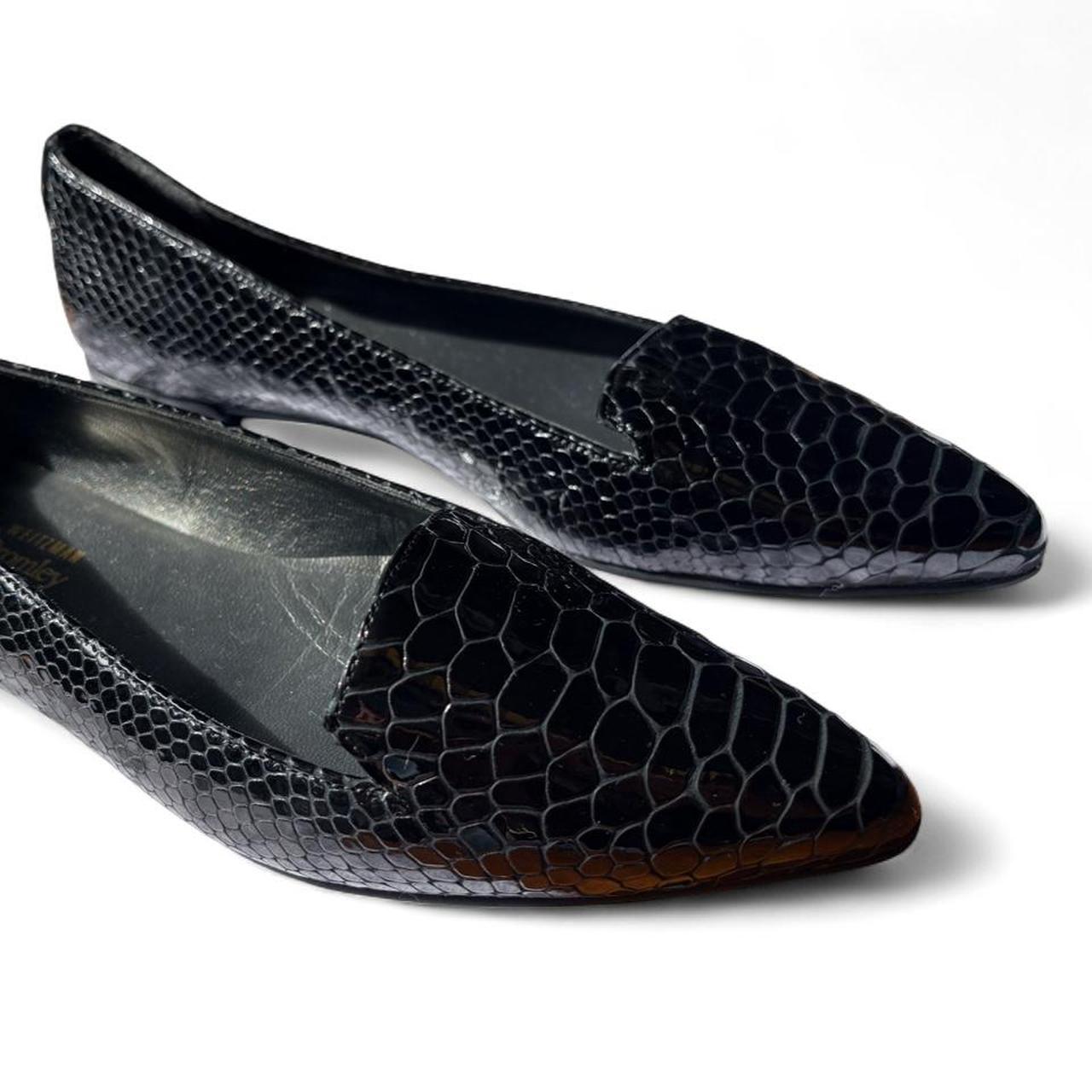 Stuart Weitzman For Russell And Bromley Black Croc-Embossed Leather Loafers - Image 7