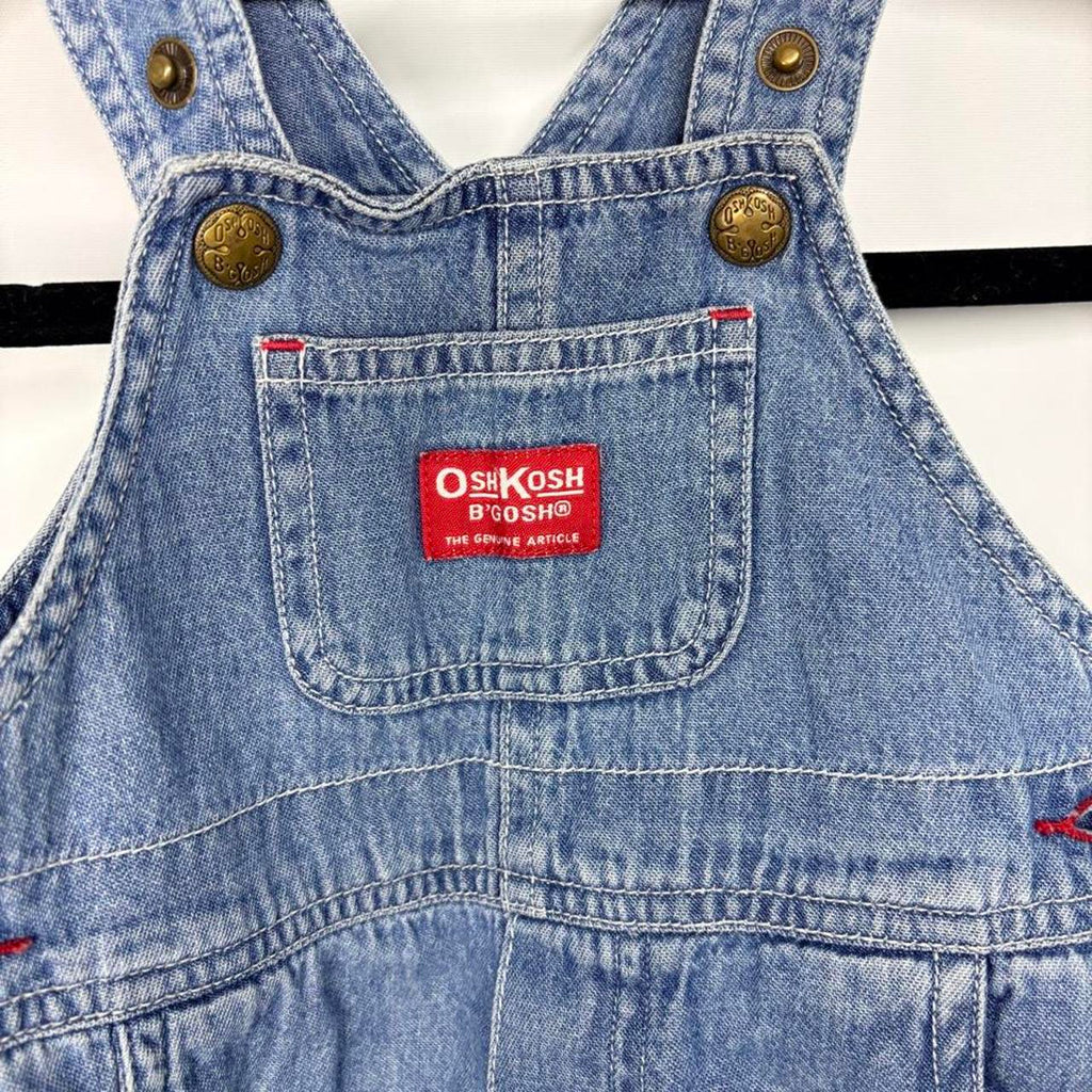 Vintage OshKosh B'gosh Blue Denim Overalls With Red Embroidered Logo - Image 2