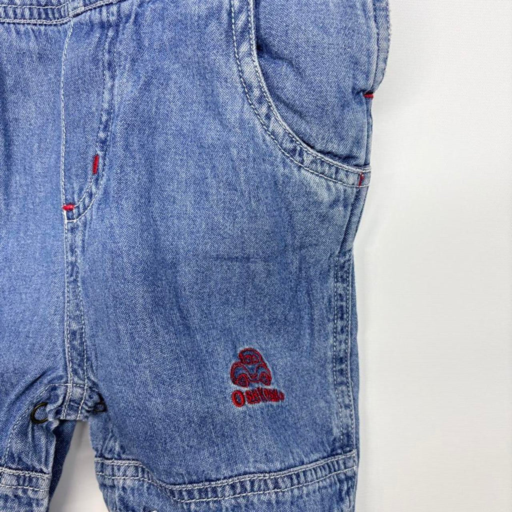 Vintage OshKosh B'gosh Blue Denim Overalls With Red Embroidered Logo - Image 3