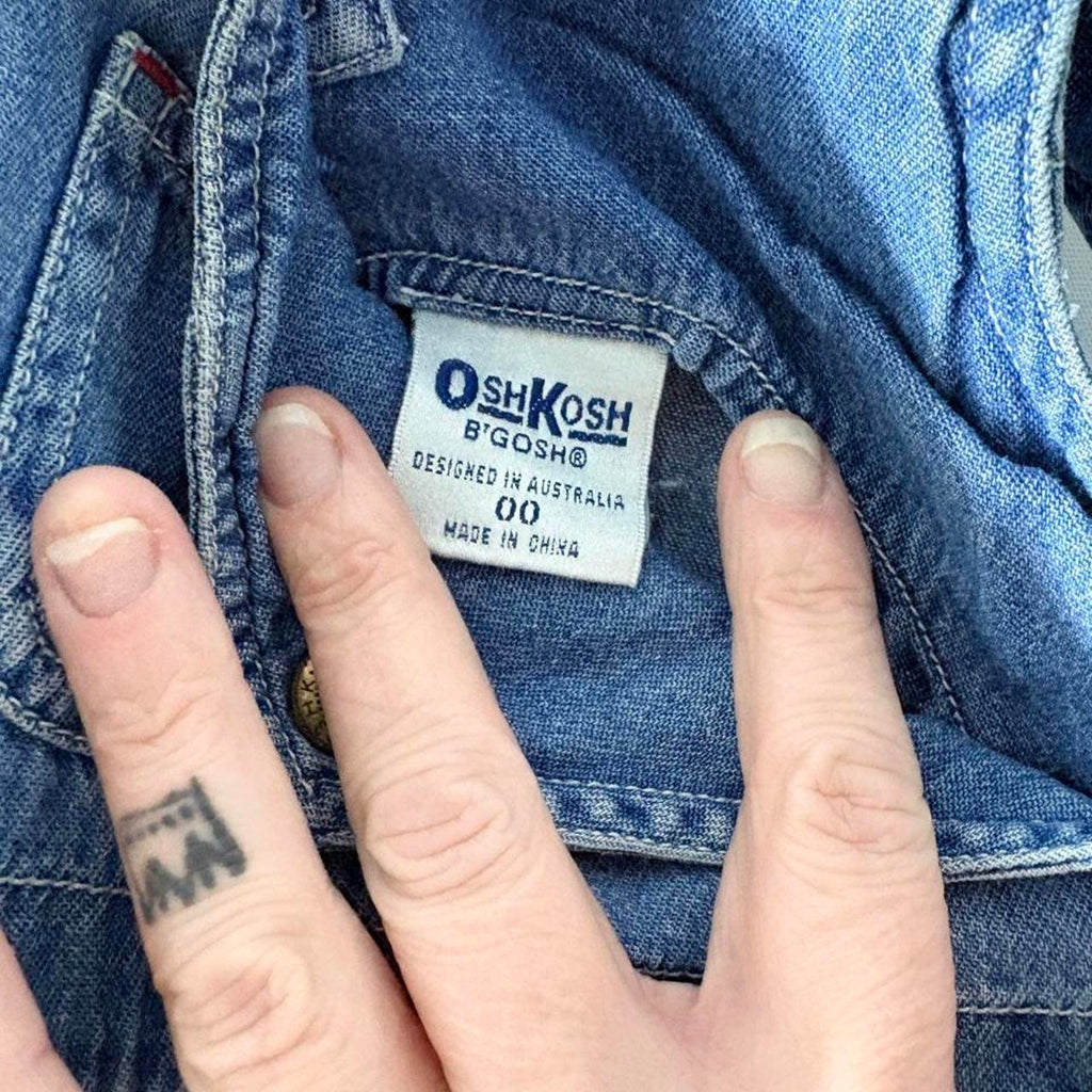Vintage OshKosh B'gosh Blue Denim Overalls With Red Embroidered Logo - Image 5